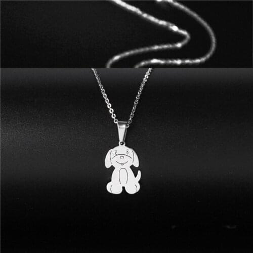 Stainless Steel Minimalist Jewelry Cute dog pendant necklace cartoon dog choker high quality