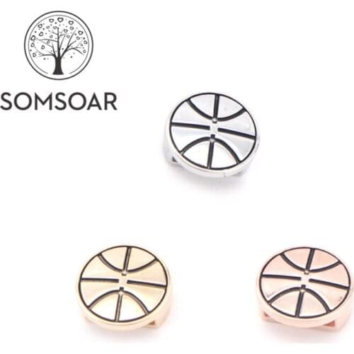 Somsoar Jewelry Basketbal Slide Charms Sports activities fit 10mm Mesh Bracelet and Leather Wrap Bracelet accessories 10pcs/lot