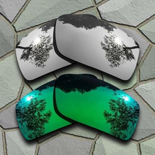 Chrome&Jade Green Sunglasses Polarized Replacement Lenses for Oakley Gascan