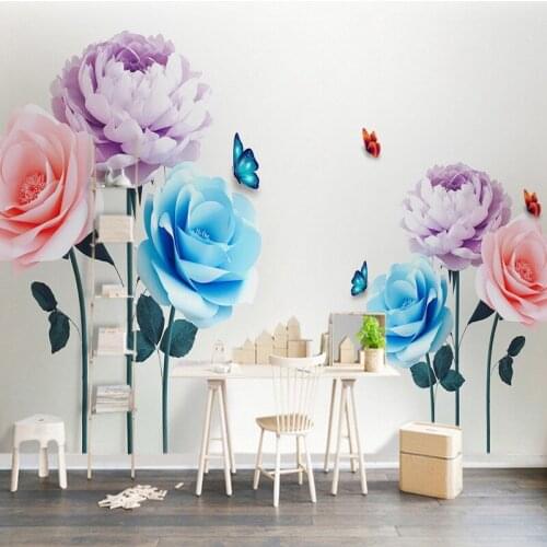 Drop Shipping Wallpaper For Walls 3 D Modern Minimalist Rose Butterfly Backdrop Wallpaper Decorative Bedroom Hotel Murals