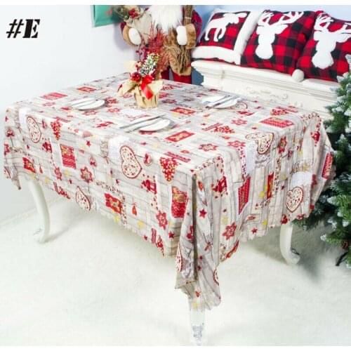 Christmas Tablecloth Table Cover Dinner New Year Printed Rectangle PVC Tablecloth Santa Claus Printed Tablecloth Home Decor
