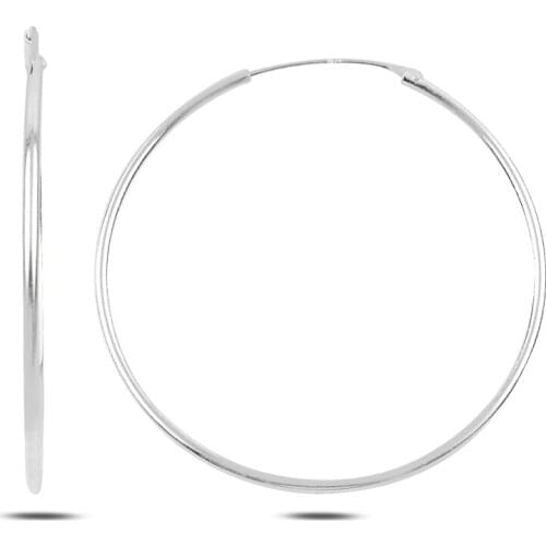 Silver 925 Sterling 45mm Simple Ring Earrings