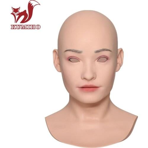 KUMIHO Crossdressing Transgender Silicone Full Head Mask with neck Props for Crossdresser Ladyboy Cosplay costumes shemale 5G
