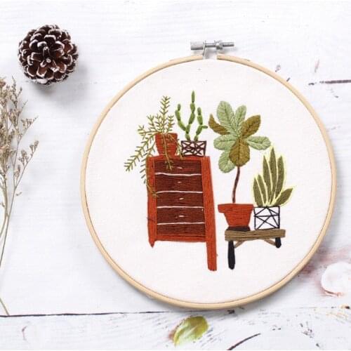 DIY Embroidery Starter Kit Needlework Material Plant Flower Antique Embroidery Set Cross Stitch Series DIY Crafts