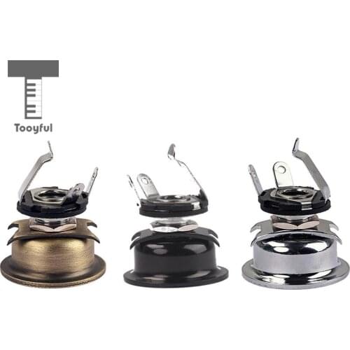 Tooyful 6.35mm 1/4'' Mono Output Jack Socket Plate for Telecaster Cigar Box Guitar Replacement