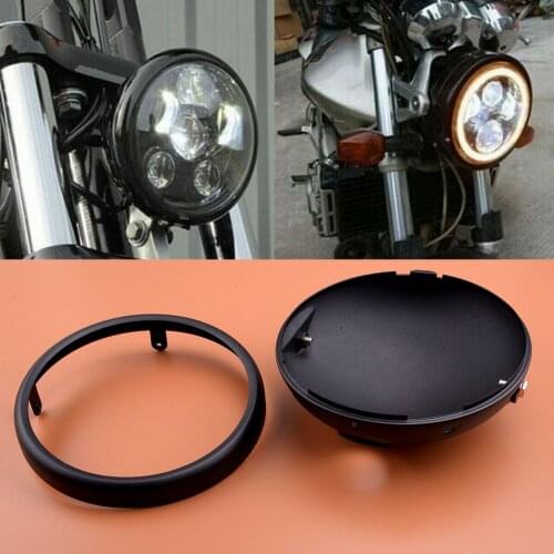 Motorcycle Matte Black 7 Inches LED Headlight Mounting Housing Bucket Universal Accessories