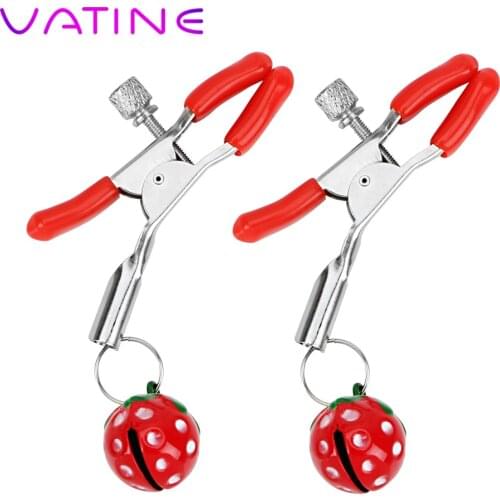 VATINE Metal Strawberry Erotic Breast Clips Sex Toys for Couple Flirting Teasing Adult Games Nipple Clamps Nipple Stimulator