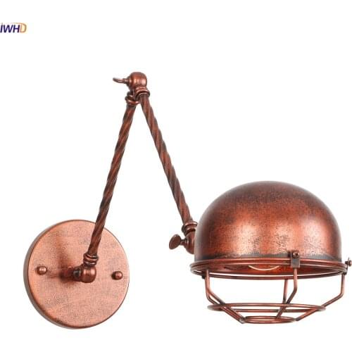 IWHD American Country Vintage Wall Lamp Beside Bedroom Mirror Stair Light Loft Decor Indsutrial Retro Wall Lights Fixtures LED