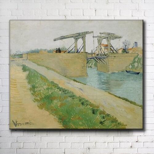 Impression Van suspension bridge green grass river canvas printings oil painting printed on canvas wall art decoration picture