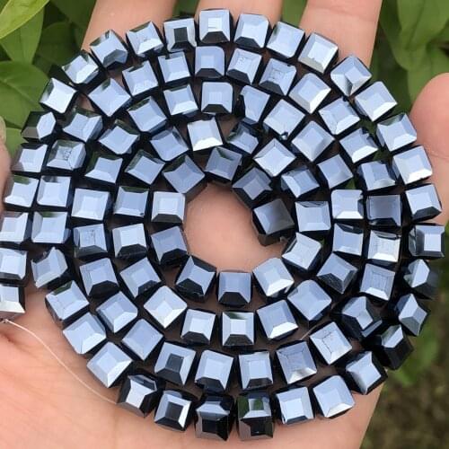 High Quality Black Square Shape Upscale Austrian Crystal Beads Loose Quadrate Glass For Jewelry Making DIY Accessories Wholesale