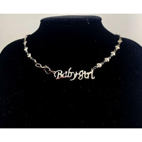 Letters Jewelry on the Neck Heart Chain Necklaces for Women Vintage Friends Pendant Stainless Steel Jewelry Goth Accessories