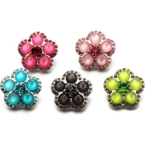 10pcs/lot crystal flower 20mm metal snap button Wrist watches for women sterling jewelry charm DIY bracelet