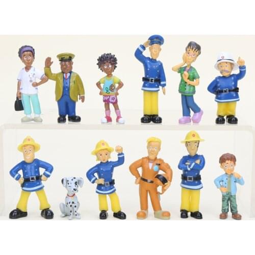 12pcs/set 2.5-6cm Fireman Sam Cute Cartoon PVC Action Figure Toys For Kids