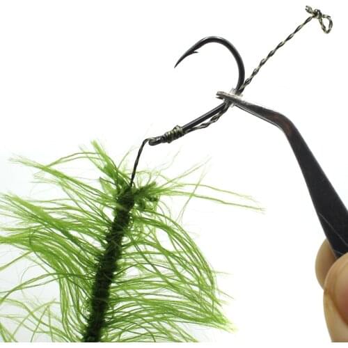 2PCS Carp Fishing Hook Line Weed effect Ready Made Hair Rigs Weed Line Lure Bait Hooklink Carp Rigs Wire with Fishing Hooks 16cm