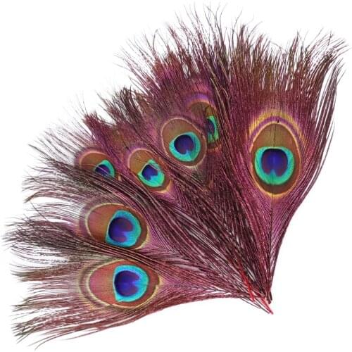 20PCS/Bag Wine Real Peacock Feather 15-25CM High Quality Big Eyes for Crafts DIY Jewelry Vase Home Decorative Plumes Wholesale
