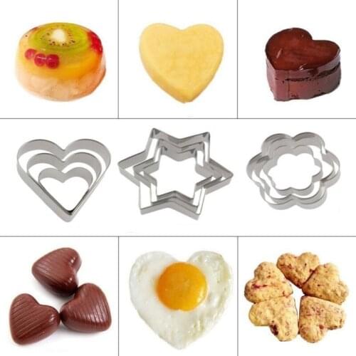 3Pcs/lot Baking Mould Star Heart Flower Cutter Stainless Steel Fondant Cutter Egg Mould Cookie Cutters Biscuit Pastry DIY Mold