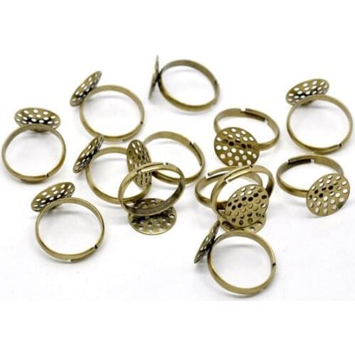 Free shipping!!!!!100 pcs/lot 14mm basw Adjustable Bronze Color Ring Base Blank Findings