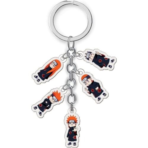 6Kinds Cartoon Ninja Akatsuki Pein Hidan Conan Sakura Tsunade PVC Pendant Figure Key Chain Keyring