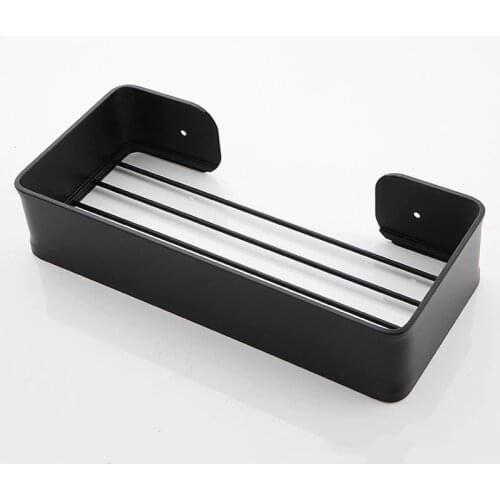 Black/Silver Bathroom Shelf Wall Shelves Shower Basket Storage Rack Towel Bar Robe Hooks Space Aluminum Bathroom Accessories