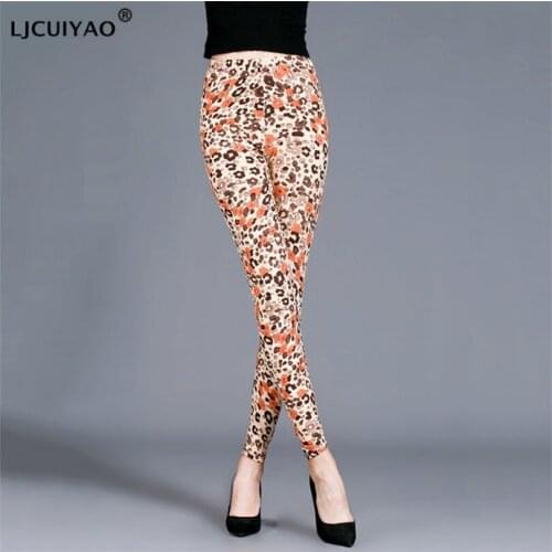 LJCUIYAO Women Leopard Print Leggings Spring And Autumn High Elasticity Pant Leggins High Waist Soft Running Sport Print Legging