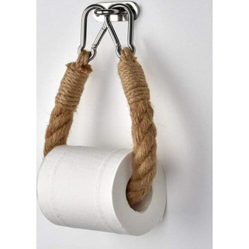 200PCS Punch Free Toilet Paper Holder for Hanging Old Bathroom Decoration Supplies Towels Hotel Hemp Rope Toilet Paper Holder