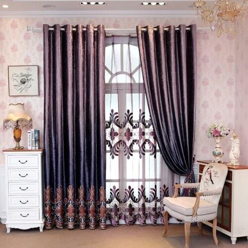 European luxury delicate cloth embroidered gradient villa living room curtain curtain curtain curtain of the bedroom