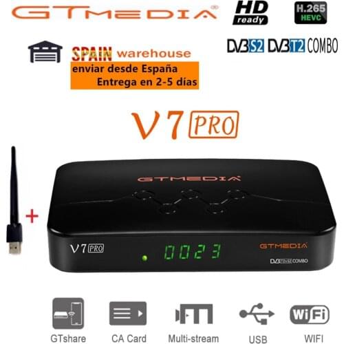GTMEDIA V7 Pro Satellite TV Receiver DVB-S2 DVB-T2 decoder CA Card Support T2MI spain PK Freesat V7 plus