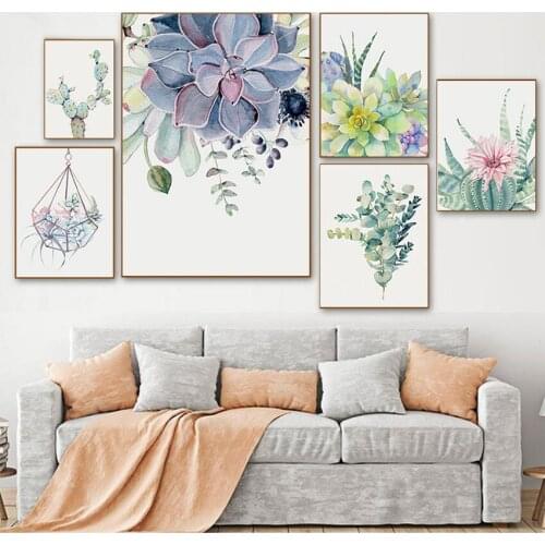 Painting Wall Pictures Home Decor Succulent Plants Nordic Leaf Cactus Flowers Wall Art Print s And Prints Canvas