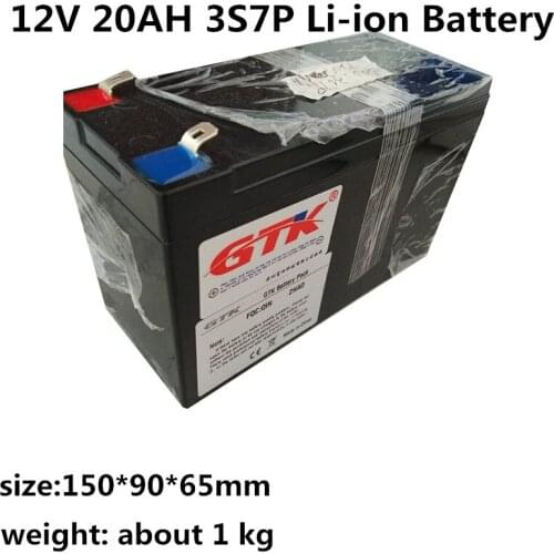 GTK Lithium battery 12V 20Ah Li-ion battery Pack for 100w 250w motor car camera Portable DC power + 12.6V 2A charger