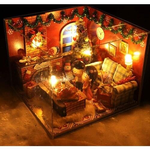 Miniature Toy House Diy DIY House Wooden Simulation Furniture Christmas Simulation Room Charming Lighting Childrens Gift