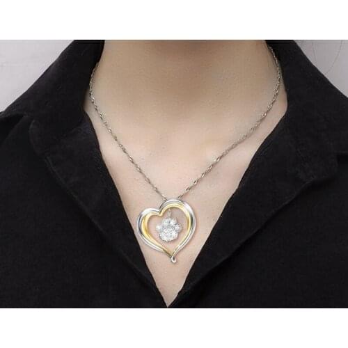 Fashion Love Heart-shaped Necklace Inlaid Zircon Cat Claw Pendant Necklace Men And Women Engagement Wedding Jewelry