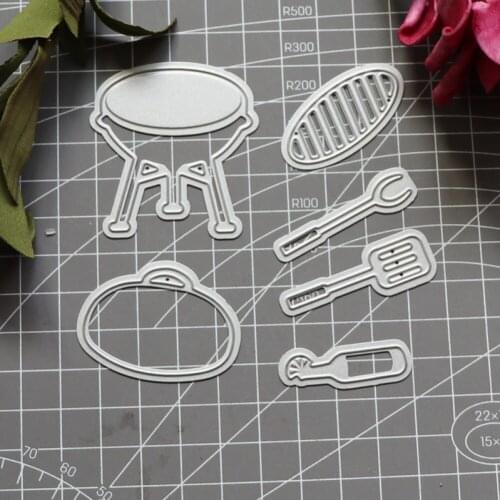 Barbecue Tool Set Grill Spatula Bottle Metal Cutting Dies Paper Card Crafts Diy Embossing Cutting Template