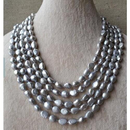 New Arrival Favorite Pearl Necklace Long Grey 100 inches Real Freshwater Pearl Handmade Fashion Jewelry Nice Women Gift