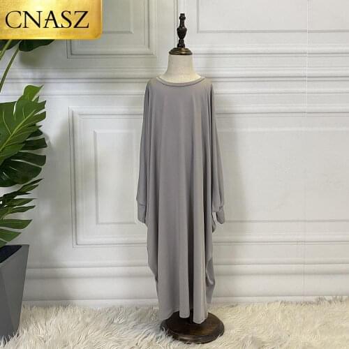 New Arrival Little Girl Round Neck Solid Color EID Ramadan Child Muslim Pray Dress Daughter Dress Fashion Muslim Child Robe