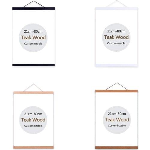 21cm Solid wood hanging scrolls magnetic Light Wood Frame Hanger for Photo Picutre Canvas Art print Wall Hanging Poster Frame