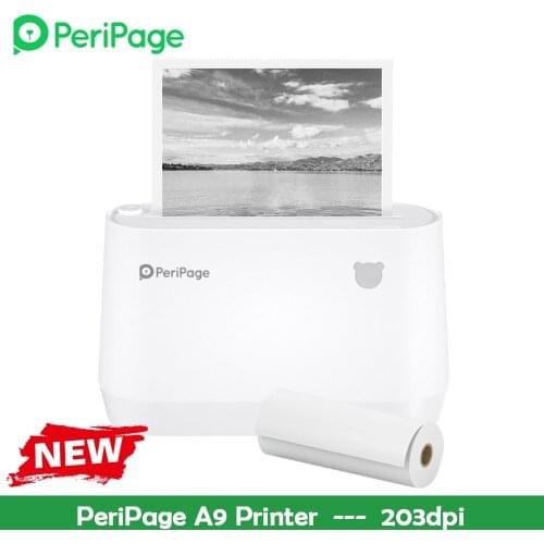 PeriPage A9 Mini Portable Thermal Printer 203dpi Wireless Bluetooth Pocket Printer Receipt Label Maker Support 56mm/77mm Paper
