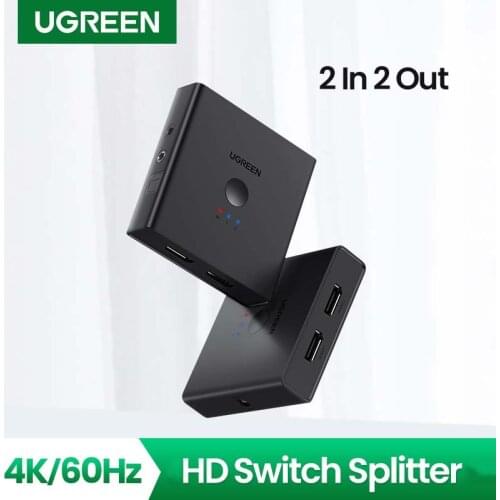 Ugreen 2 In 2 Out HDMI-compatible Splitter for Xiaomi Mi Box Xbox 4K/60Hz HDMI-compatible Switch 2 In 4 Out with IR Controller