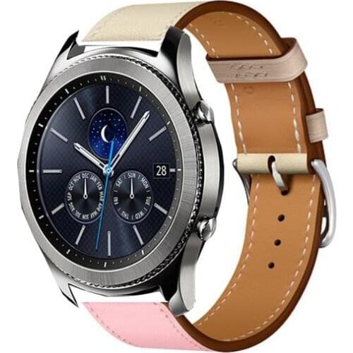 22mm leather strap for samsung galaxy 46mm s3 belt pebble time Ticwatch s2 s pro for amazfit GTR 47mm pace Huawei GT 2E band