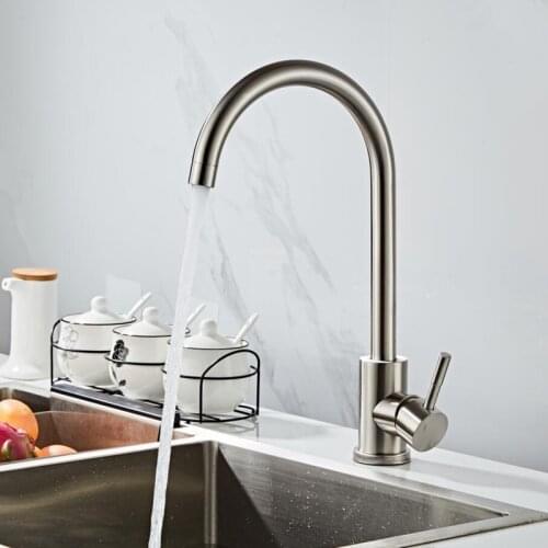 304 stainless steel Single Handle Single Hole Kitchen Faucet Mixers Sink Tap Kitchen Faucet Modern Hot and Cold Water Taps