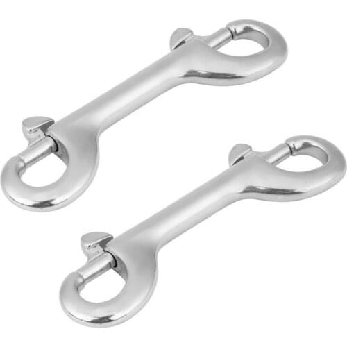 2 Pcs 316 Stainless Steel 115mm Double Ended Clip Hook Bolt Snap Scuba Diving Buckle