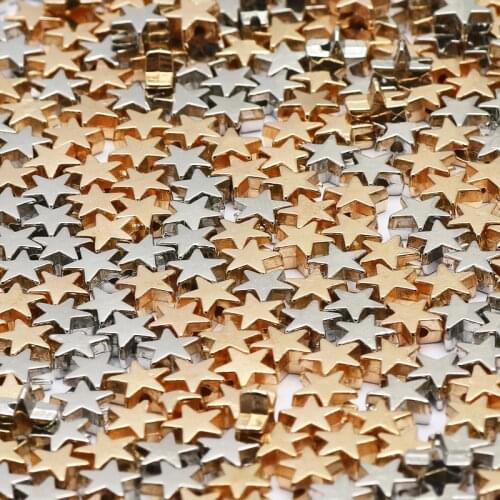 200pcs 6*6mm Mixed Gold Silver Color CCB Star Spacer Beads End Caps Beads For Jewelry Making Diy Bracelet Necklace Charm Beads
