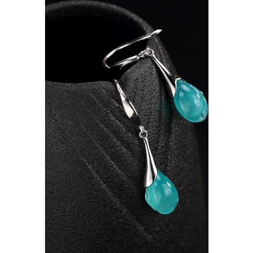 2018 Earings Fashion Jewelry S925 Pure Antique Mosaic, Tianhe Stone Orchid Lady, Simple High-grade Earrings Wholesale