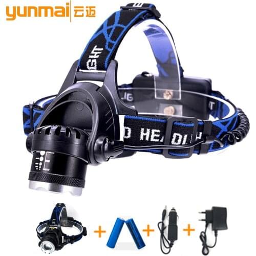 2019 New Zoom Rechargeable Headlight 18650 Led Headlamp Waterproof XM-L T6 2000LM Head Lamp Light for camping fishing