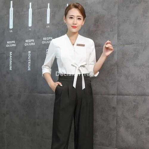 2021 hotel waiter beauty uniforms work clothing v neck spa uniform massage workwear beauty sauna foot bath uniforms