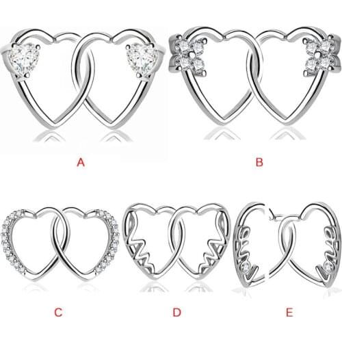 3 Styles Heart Shape Nose Piercings Daith Piercings Septum Ear Cartilage Piercings Conch Piercings Labret Rings Body Jewelry
