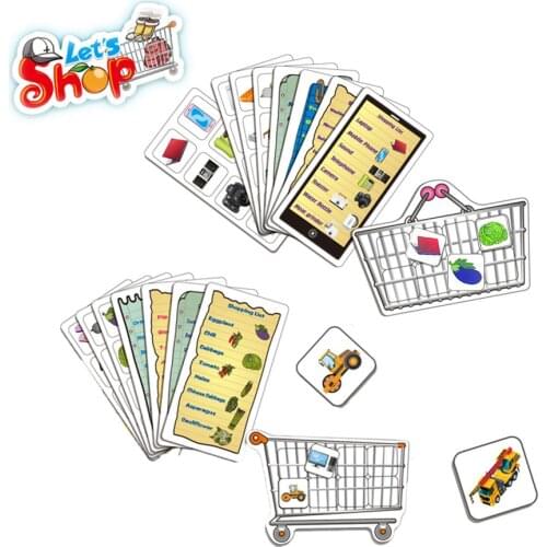 34pc Table Game Simulation Supermarket Memory Operation Kids Cognitive Game Educational Card Toys For Children
