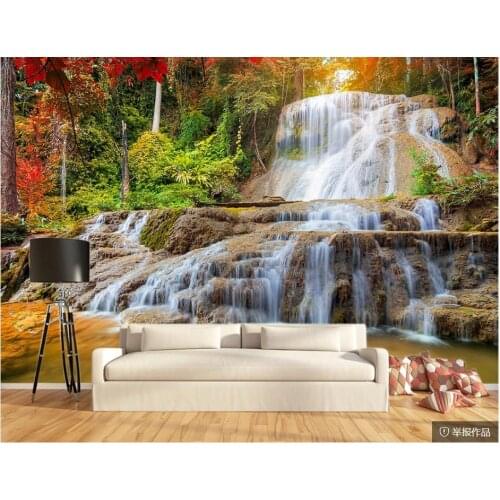 Custom 3d Mural Wallpaper Beautiful waterfall scenery trees background wall Home Decor Living Room Wall Covering