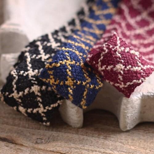 5yards 25mm/38mm Wool Grid Stain Ribbon for DIY Hairbow Crafts Contrast Weave Ribbons Gift Bouquet Wrapping Sewing Accessories