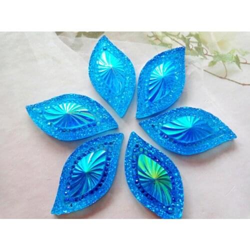 50pcs 15*30mm Navette shape crystal Sew On rhinestones Light blue AB colour resin gem stones flatback strass