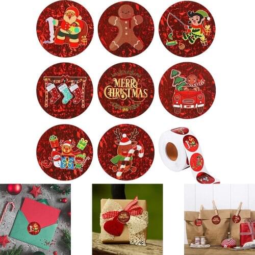 500pcs Christmas Cartoon Sticker New Year Gift Packaging Sealing Sticker Party Adhesive Lable Tags Xmas Tree Holiday Stickers